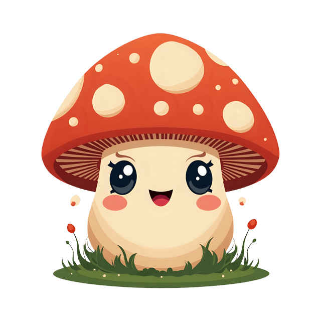 Free transparent PNG: Happy Mushroom with Big Eyes and a Smile Transparent PNG for Creative Projects