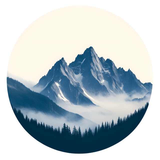 Free transparent PNG: Mountain Peaks in Mist Circle Transparent PNG Background
