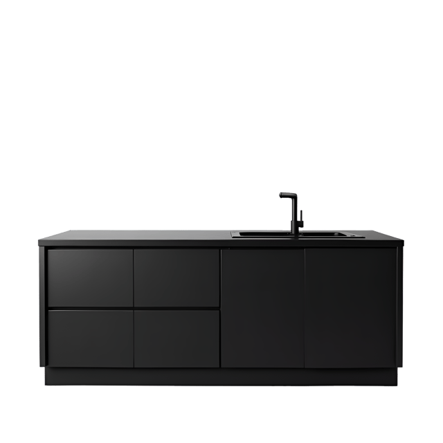 Free transparent PNG: Modern Black Kitchen Counter with Polished Surface
