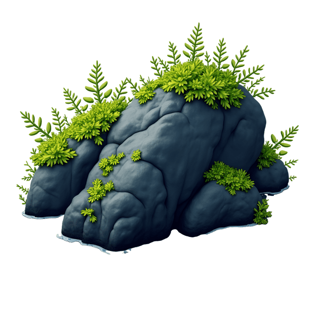 Free transparent PNG: Glistening Black Rock with Algae Growth Clipart Illustration