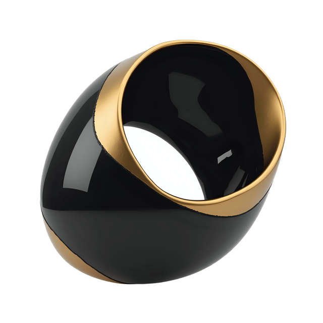 Free transparent PNG: Abstract Shape with Glossy Black and Gold Accents on Transparent Background PNG