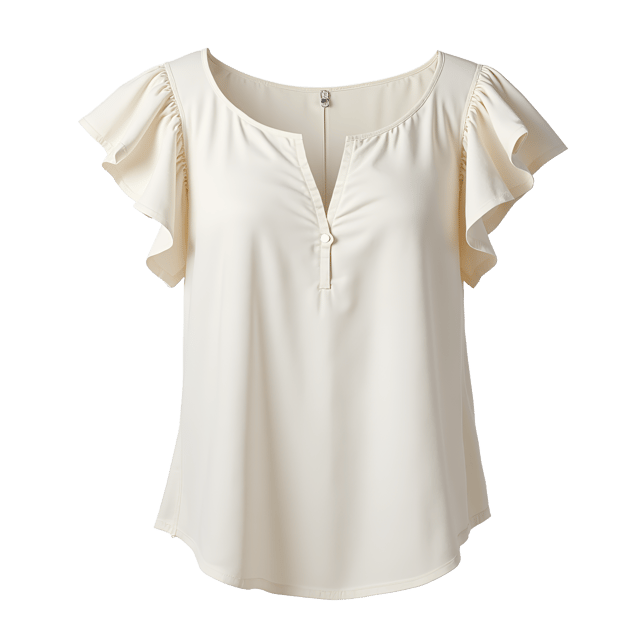 Free transparent PNG: Off-white Linen Blouse with Ruffled Sleeves and Open Back Illustration on White Background