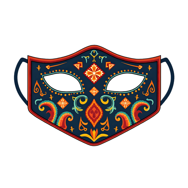 Free transparent PNG: Colorful Mask Design with Transparent Background PNG