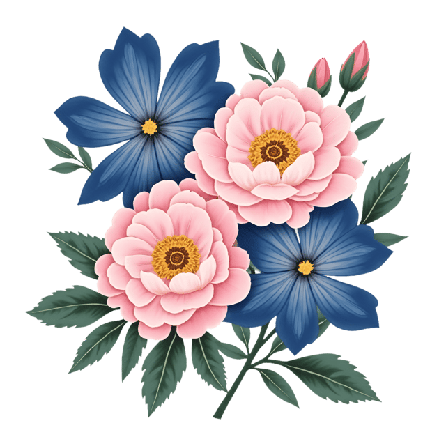 Free transparent PNG: Navy Blue Cornflowers with Blush Peonies  Free Floral Clipart PNG Download
