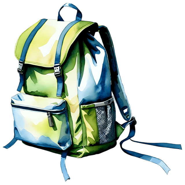 Free transparent PNG: Transparent Watercolor Camping Backpack Illustration – PNG File for Designers & Creators
