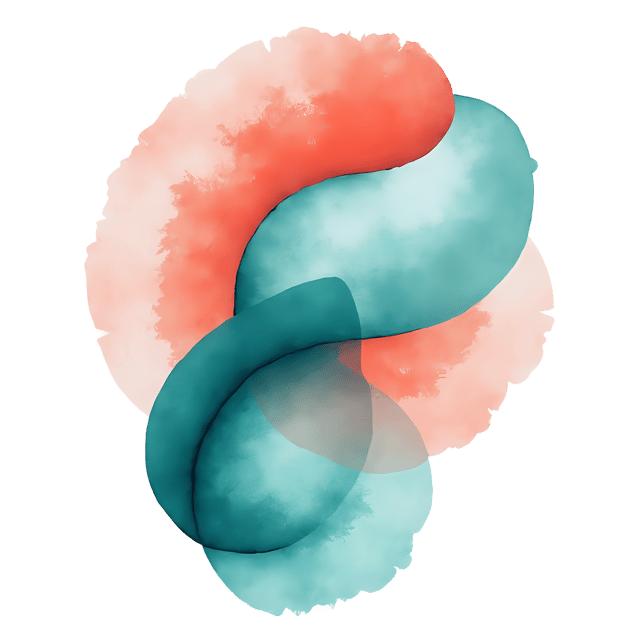 Free transparent PNG: Abstract Organic Coral and Teal Curves PNG for Modern Art and Design