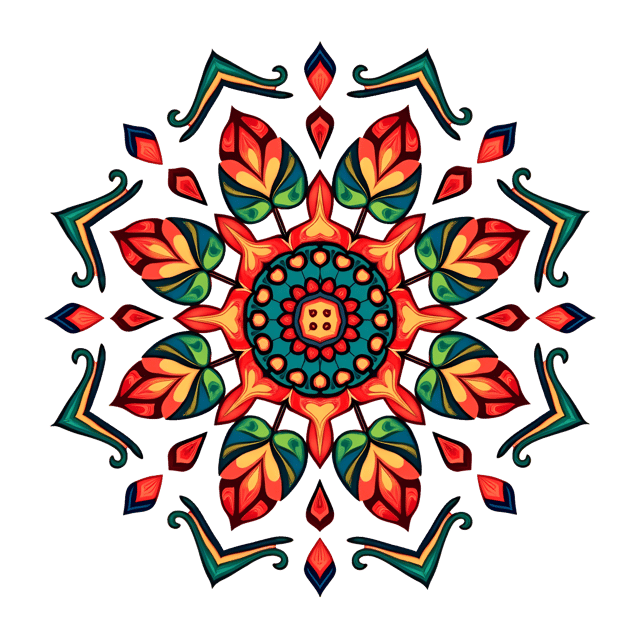 Free transparent PNG: Whimsical Symmetrical Mandala Pattern with Playful Shapes