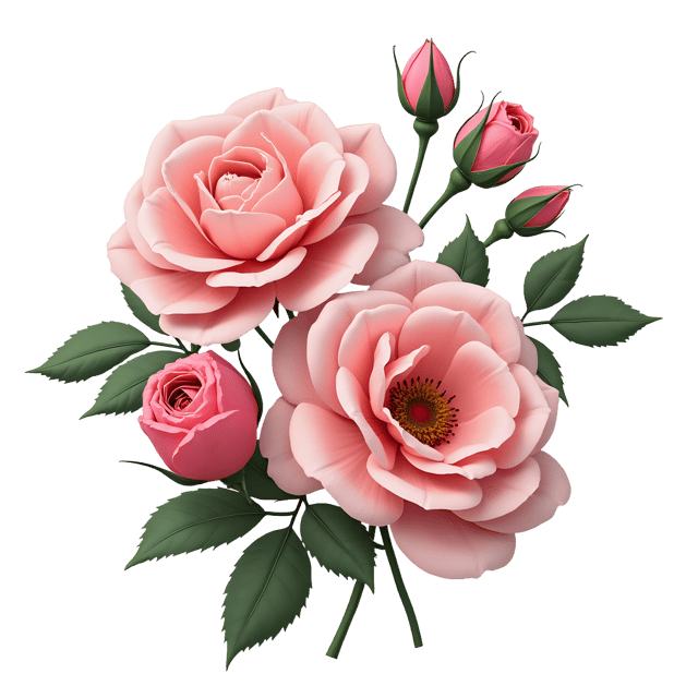 Free transparent PNG: Rosy Bloom Bunch  Vintage Fade Floral Clipart, free downloadable png