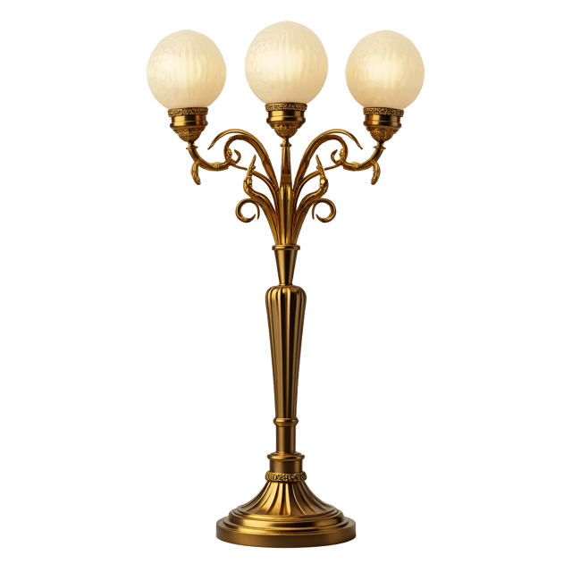 Free transparent PNG: Art Deco Lamp with Gold Leaf Accents and Crystal Shades