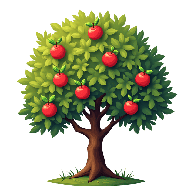 Free transparent PNG: Fruit-laden Apple Tree PNG with Ripe Red Apples and Green Leaves