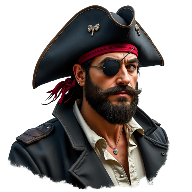 Free transparent PNG: Pirate with Eyepatch PNG  Perfect for Nautical Themes, Crafts  Decor