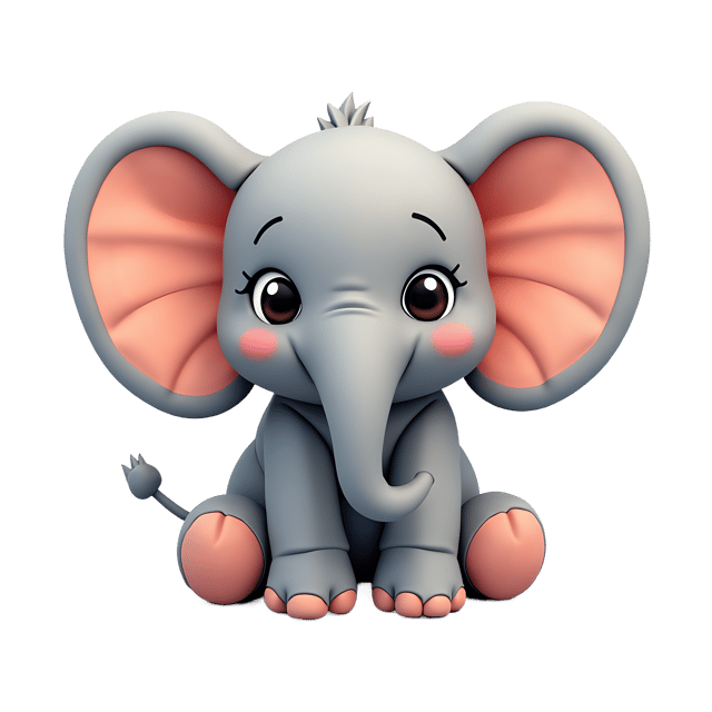 Free transparent PNG: Adorable Stuffed Elephant with Oversized Ears PNG