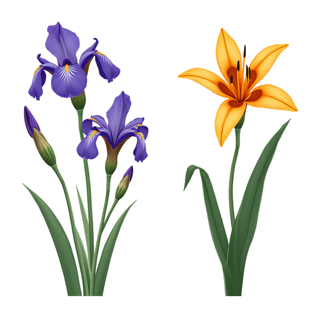 Free transparent PNG: Iris, Orchid, and Lily Flowers PNG Clipart  Perfect for Floral Designs, Crafts, Education,  Decor
