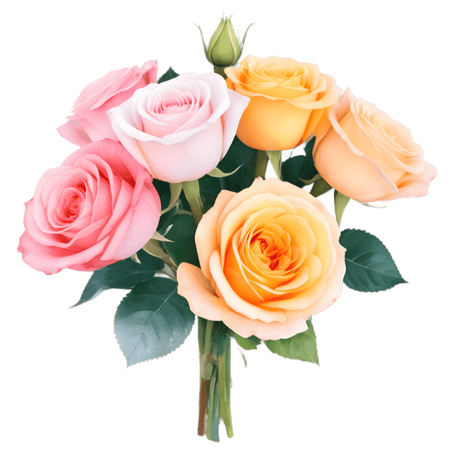 Free transparent PNG: Elegant Colorful Roses Bouquet PNG Design for Floral Art and Decor