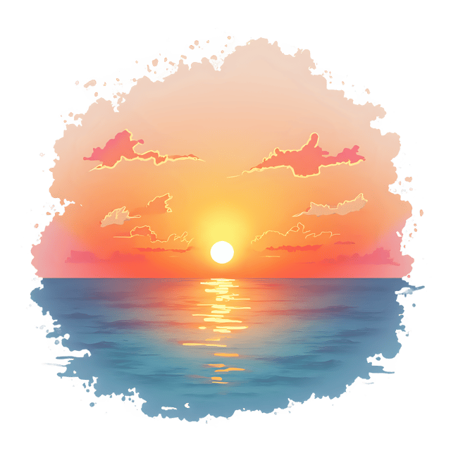 Free transparent PNG: Serene Sunset Over Tranquil Ocean PNG Doodle Design