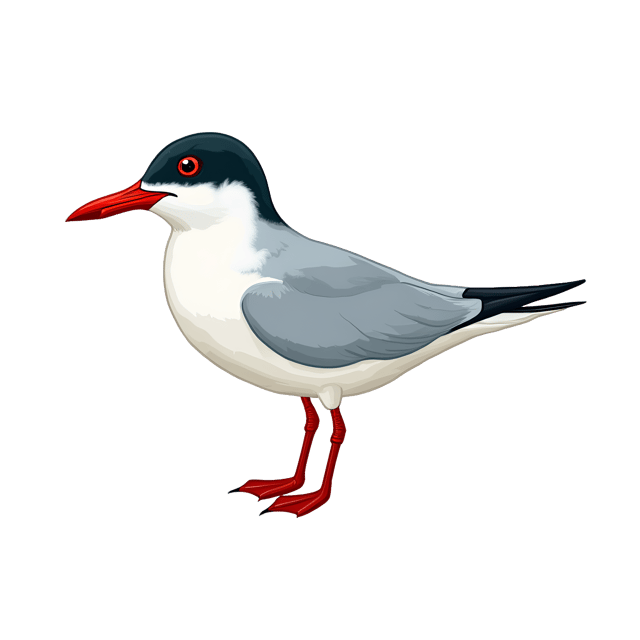 Free transparent PNG: Arctic Tern Clipart with White and Grey Wings and Red Beak