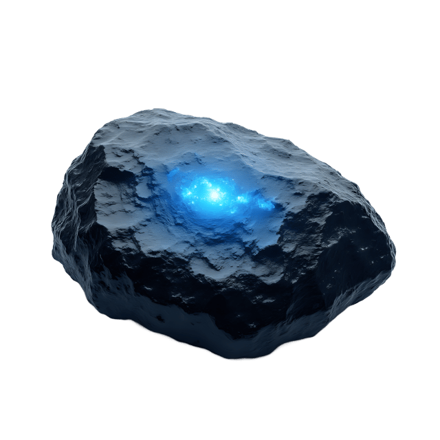 Free transparent PNG: Polished Black Stone with Faint Blue Light Emission on Transparent Background