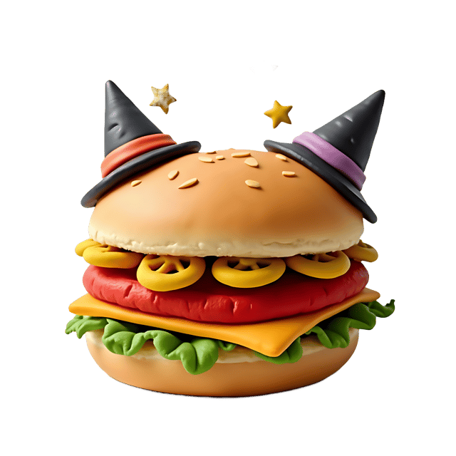 Free transparent PNG: Miniature Clay Burger with Juicy Tomato Slices and Golden Buns on Transparent Background PNG