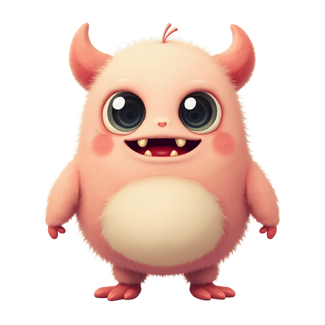 Free transparent PNG: Soft Pastel Monster PNG with Fluffy Fur and Friendly Eyes for Cute and Cozy Designs