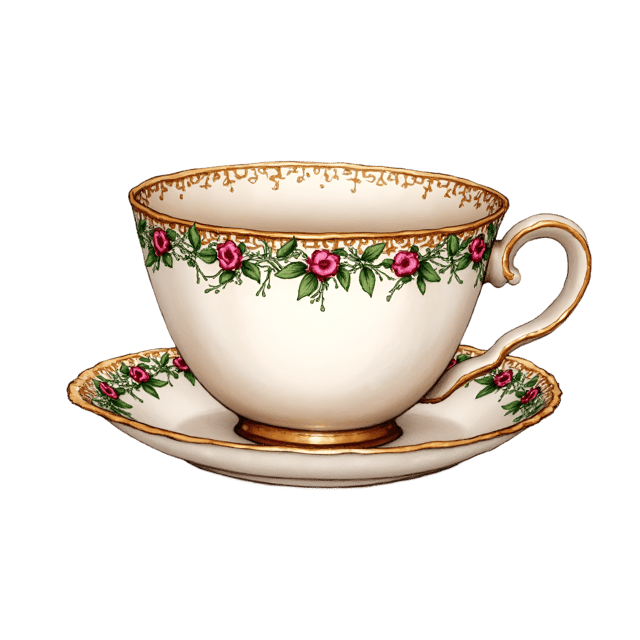 Free transparent PNG: Victorian Rose Garlands Tea Cup  Free Downloadable PNG Clipart