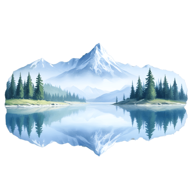Free transparent PNG: Misty Mountains and River Reflection Crystal-Clear PNG