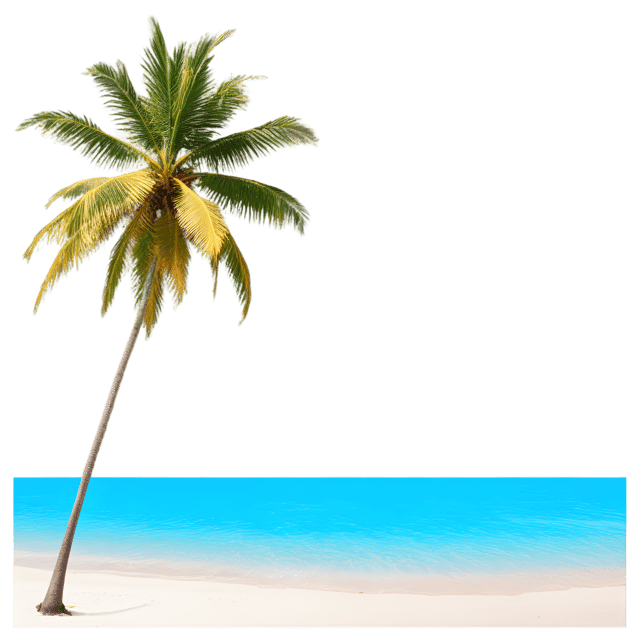 Free transparent PNG: White Sandy Beach with Palm Trees and Crystal-Clear Water PNG