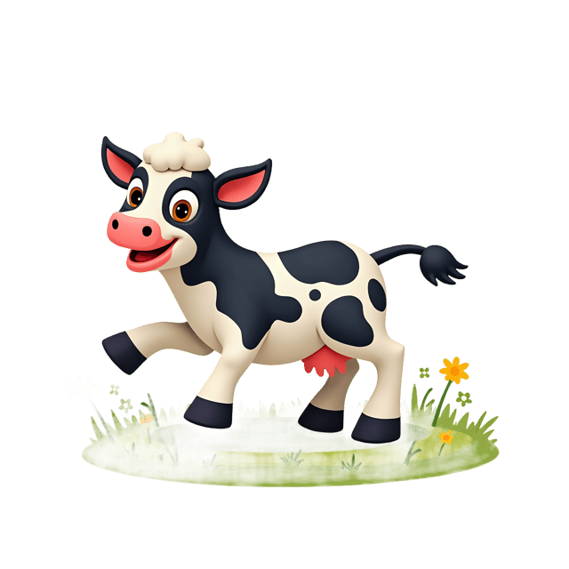 Free transparent PNG: Playful Calf PNG with White-and-Black Pattern for Meadow and Farm Themes