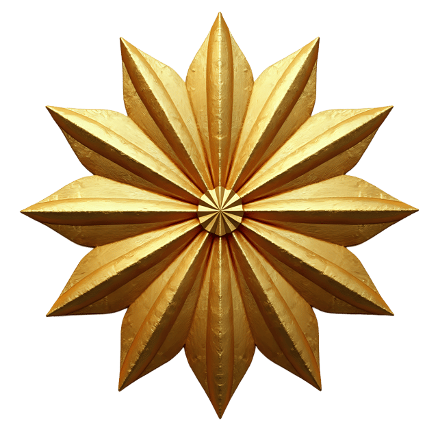 Free transparent PNG: Gold Symmetrical Starburst Decoration PNG with Transparent Background