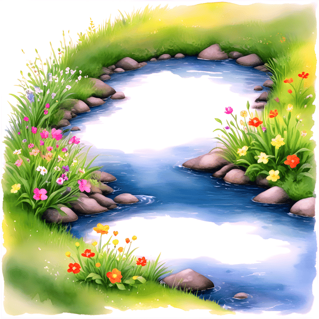 Free transparent PNG: Vibrant Flowers Blooming by a Meandering Stream PNG Image