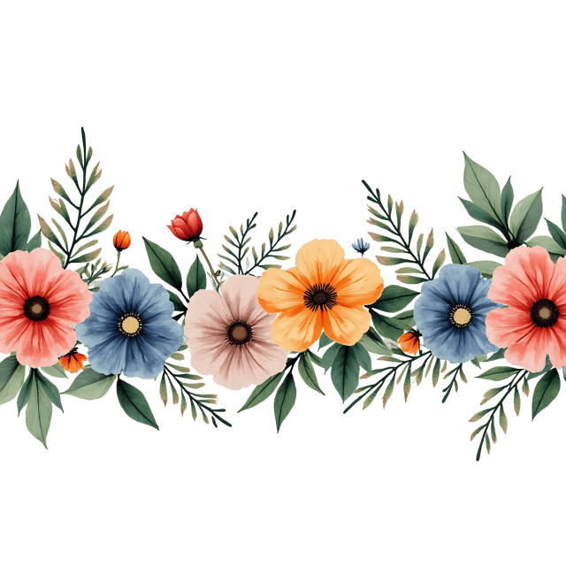Free transparent PNG: Floral Edge with Tribal Textile Trim  Unique Clipart Design, Free Download PNG