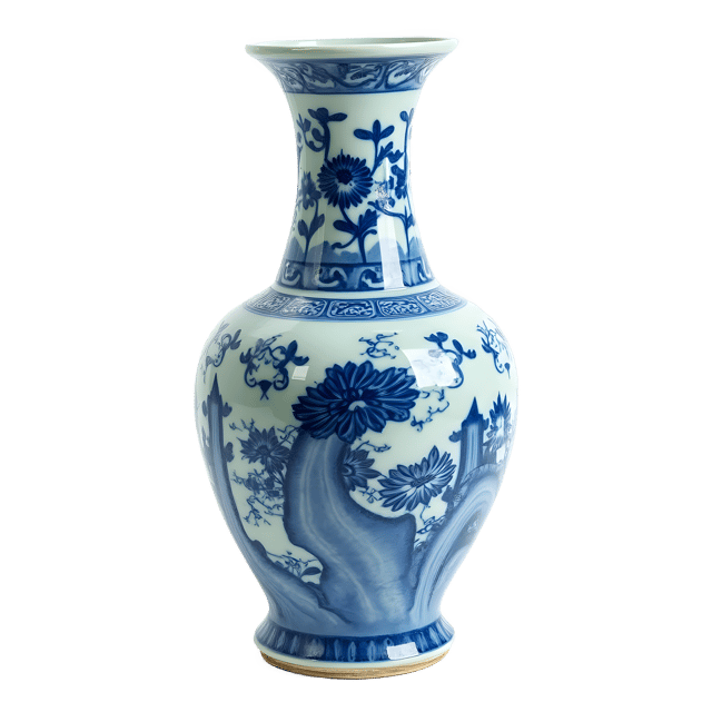 Free transparent PNG: Blue and White Classic Chinese Vase PNG with Transparent Background