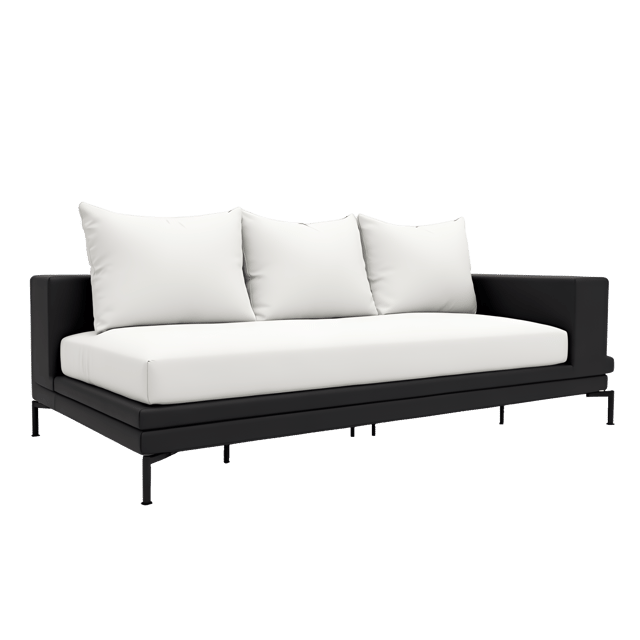 Free transparent PNG: Modern Sofa PNG with Black Frame and White Cushions