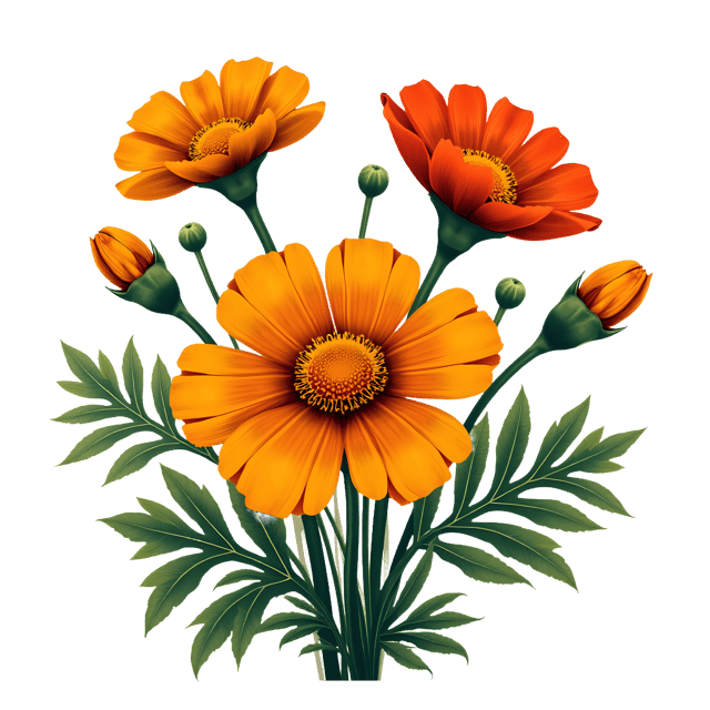 Free transparent PNG: Marigold and Zinnia PNG Clipart  Beautiful Blooms for Garden  Floral Design