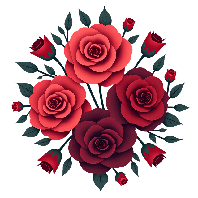 Free transparent PNG: Vibrant Red and Burgundy Rose Bouquet PNG with Transparent Background