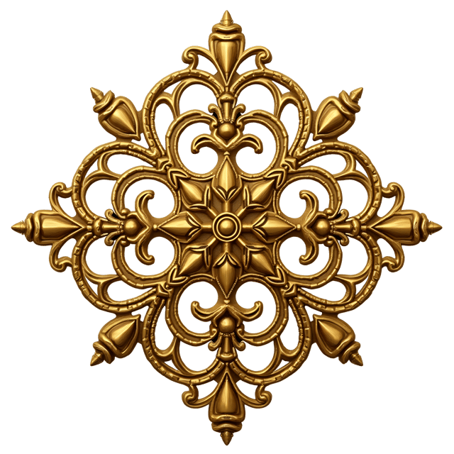 Free transparent PNG: Symmetrical Gold Ornament with Intricate Beaded Patterns PNG Design for Elegant Decorations