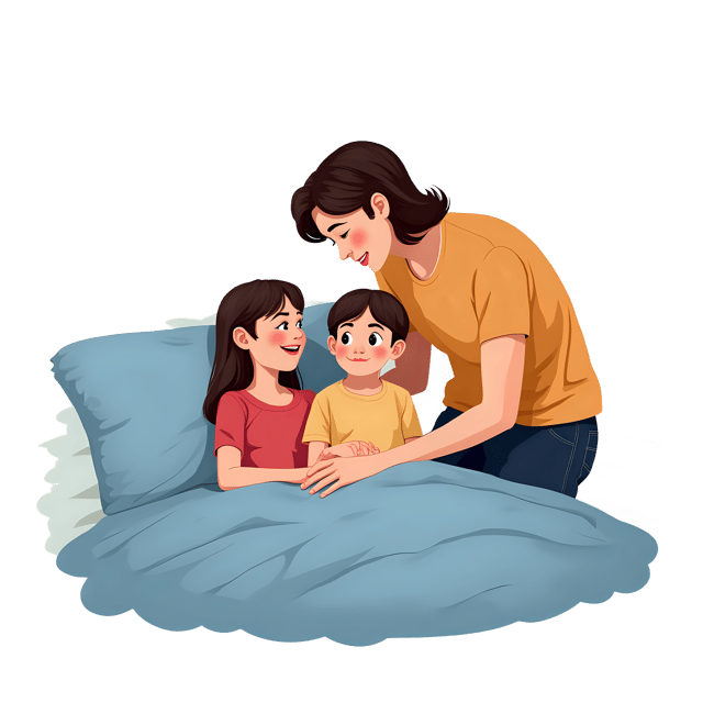 Free transparent PNG: Parents Tucking Kids into Bed PNG Clipart  Ideal for Family Moments  Bedtime Routines