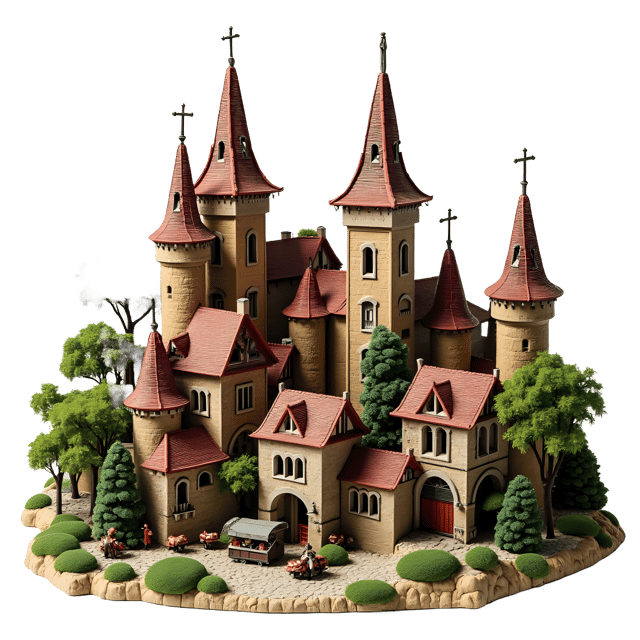 Free transparent PNG: Medieval Village Diorama PNG  Ideal for Historical Displays, Education  Crafts