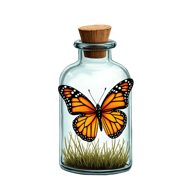 Free transparent PNG: Butterfly in a Bottle PNG Clipart  Unique Design Element for Crafts and Decor