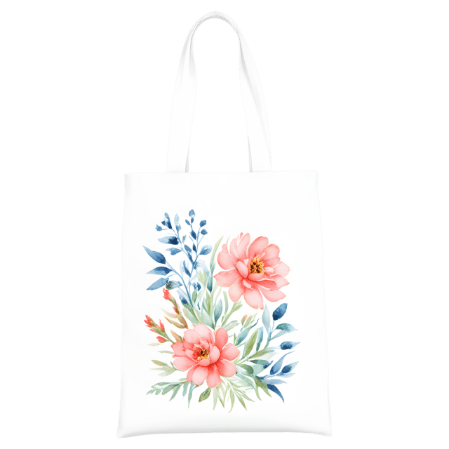 Free transparent PNG: Floral Tote Bag Transparent PNG Design for Modern and Creative Projects