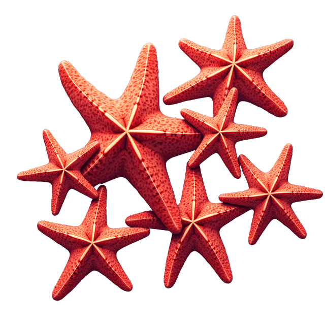 Free transparent PNG: Bright Red Sea Stars on Rocky Ocean Floor Illustration