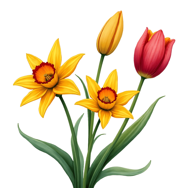 Free transparent PNG: Tulip, Daffodil, and Lily PNG Clipart  Beautiful Spring Flower Designs for Crafts  Decor