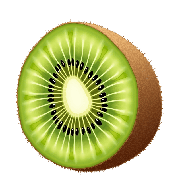 Free transparent PNG: Vivid Green Kiwi Fruit Clipart with Brown Spots and Fuzzy Texture