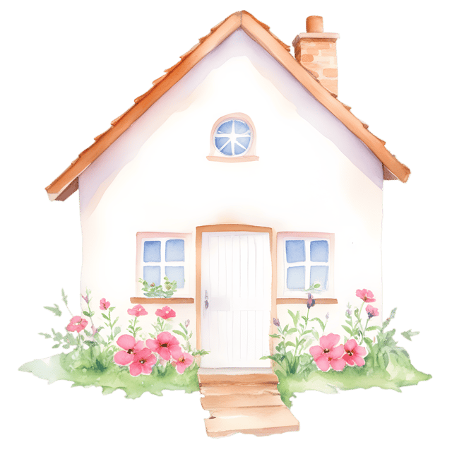 Free transparent PNG: Floral Painted Cottage PNG with Transparent Background for Decorative Use