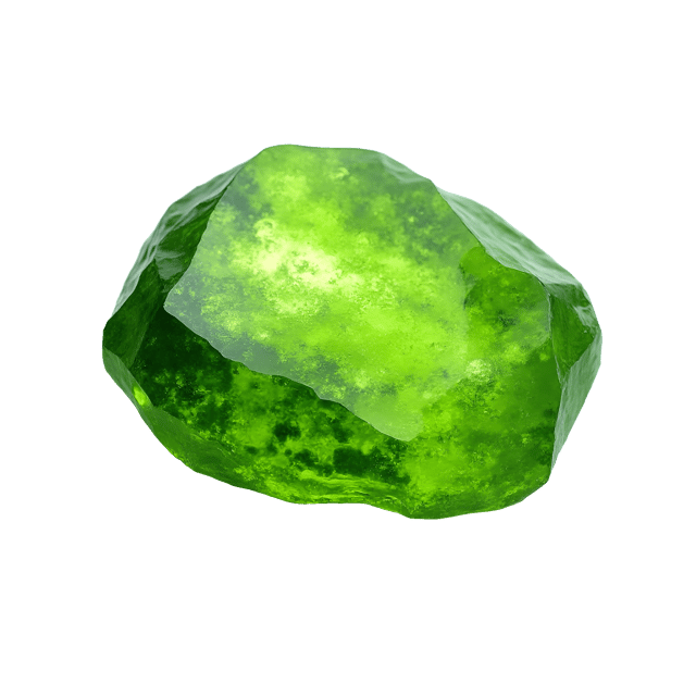 Free transparent PNG: Lime Green Peridot Stone with Bright Glow on White Background