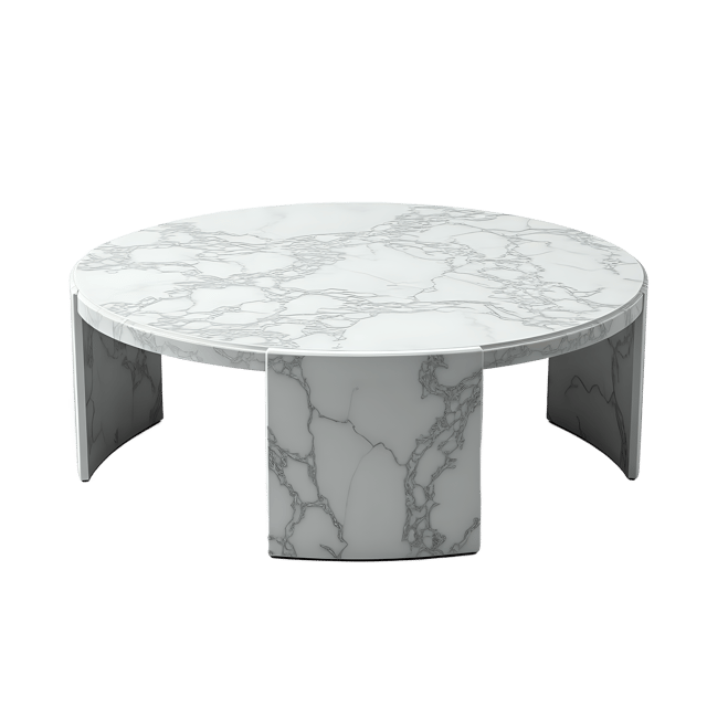 Free transparent PNG: Luxury Marble Coffee Table with Rounded Edge and Mirrored Base PNG