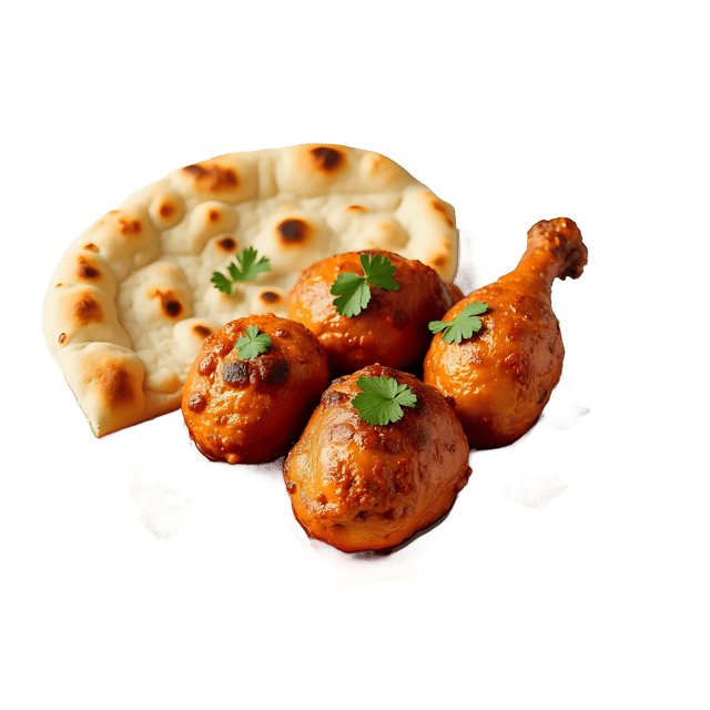 Free transparent PNG: Tandoori Chicken with Naan PNG Clipart  Perfect for Indian Cuisine and Food Projects