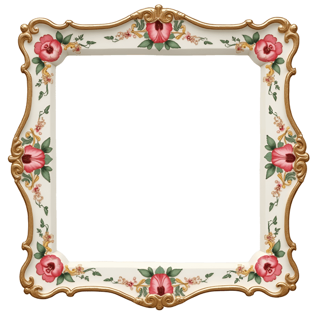 Free transparent PNG: Delicate Porcelain Frame with Intricate Floral Patterns PNG Clipart