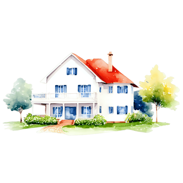 Free transparent PNG: Watercolor Villa House PNG – Transparent Background Illustration for Decor & Design