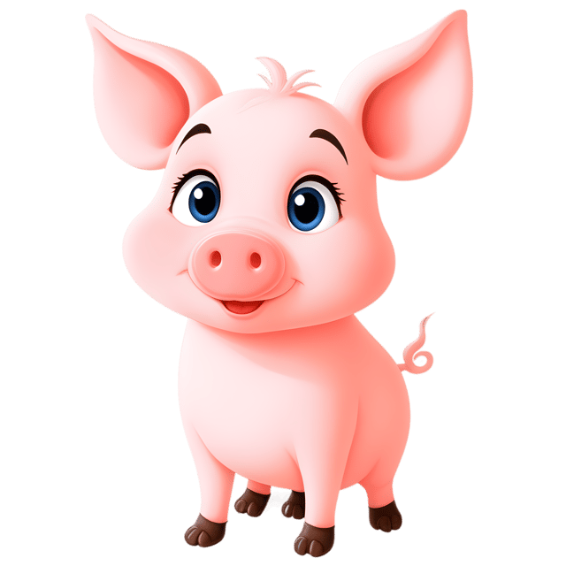Free transparent PNG: Friendly Pig with Curly Tail PNG Transparent Background for Cute Animal Clipart