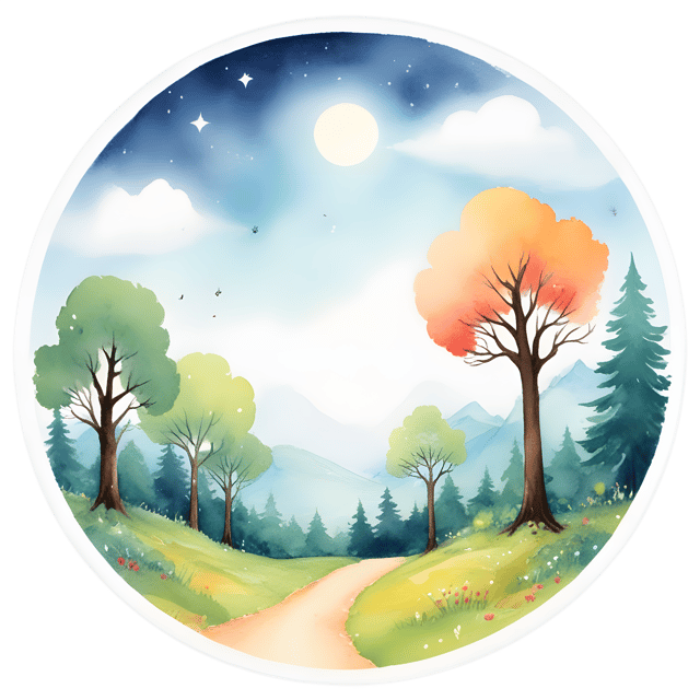 Free transparent PNG: Glowing Enchanted Forest Under Circular Sky Transparent PNG